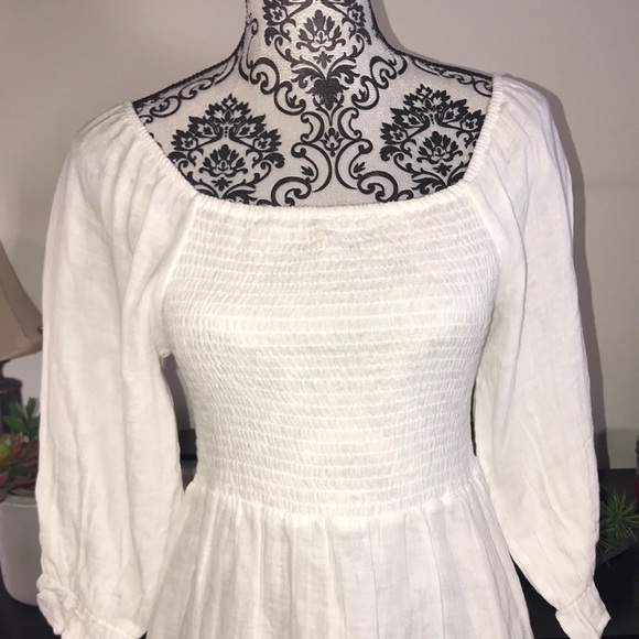 NWT!! J Gee Ruffled White Tiered Midi Sundress with Bishop Sleeves Size Small - Picture 3 of 12
